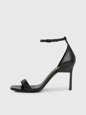 ck black leather stiletto sandals for women calvin klein