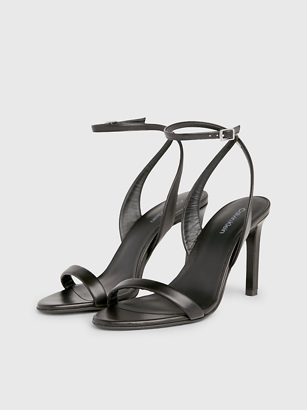 ck black leather stiletto sandals for women calvin klein