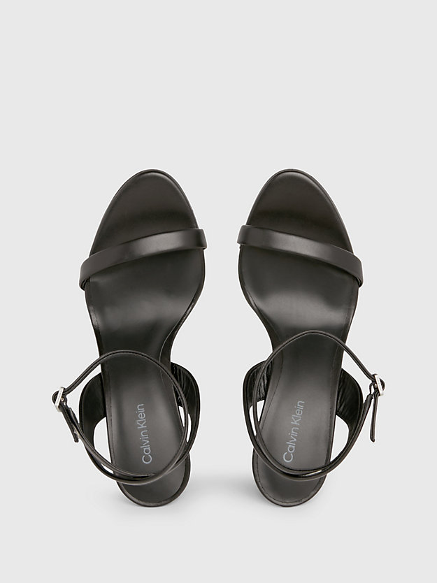 ck black stiletto-sandalen aus leder für damen - calvin klein