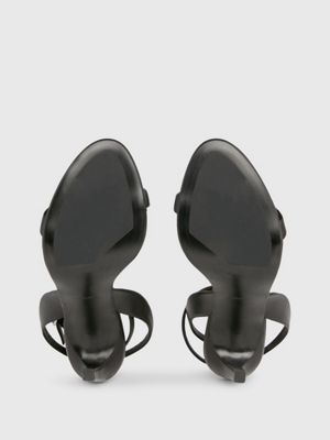 ck black leather stiletto sandals for women calvin klein