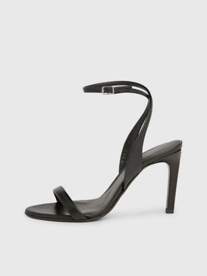 ck black leather stiletto sandals for women calvin klein