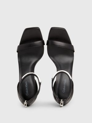 ck black leather stiletto sandals for women calvin klein