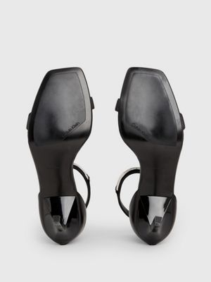 ck black leather stiletto sandals for women calvin klein