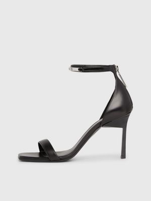 ck black leather stiletto sandals for women calvin klein