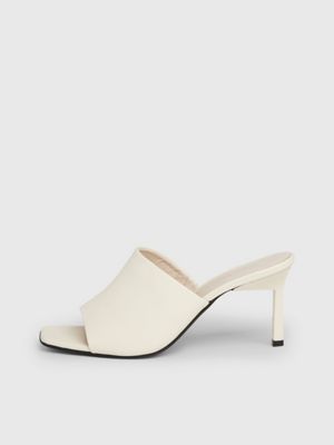 dk ecru leather stiletto mule sandals for women calvin klein