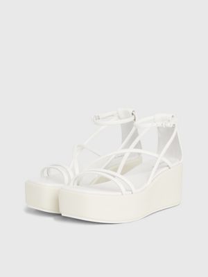 White platform hot sale wedge sandals