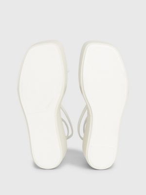 white/dk ecru leather platform wedge sandals for women calvin klein