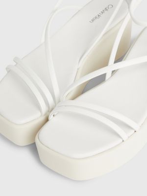 white/dk ecru leather platform wedge sandals for women calvin klein