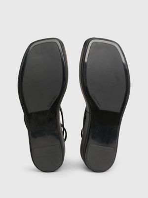 black leather platform wedge sandals for women calvin klein