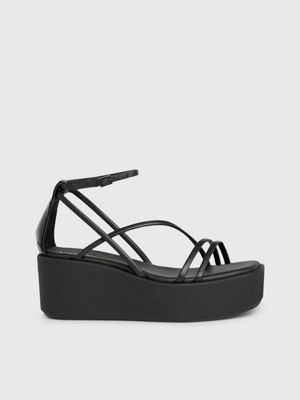 Leather Platform Wedge Sandals Calvin Klein HW0HW01949BEH