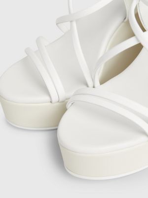 white/dk ecru leather wedge sandals for women calvin klein