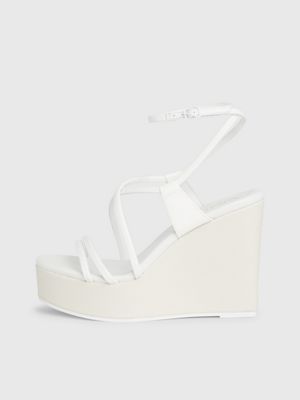 white/dk ecru leather wedge sandals for women calvin klein