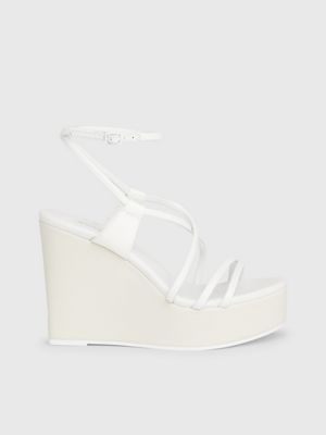 white leather wedge sandals for women calvin klein