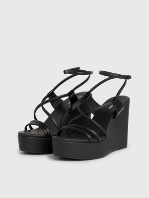 Leather Wedge Sandals Calvin Klein HW0HW01952BEH