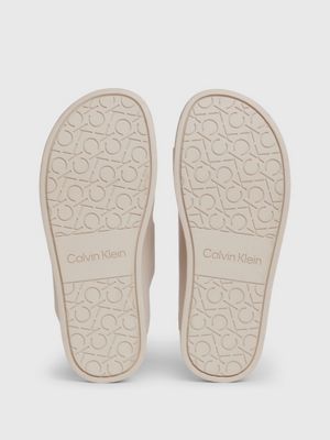 stony beige leather sandals for women calvin klein