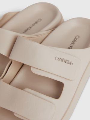 stony beige leather sandals for women calvin klein