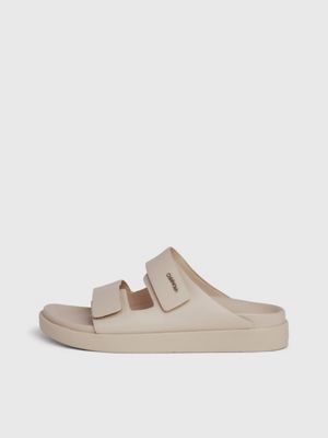 stony beige leather sandals for women calvin klein