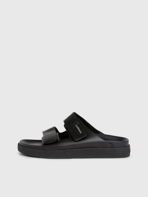 black leather sandals for women calvin klein