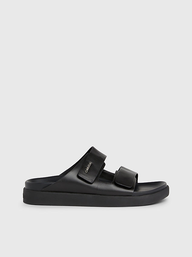 black leather sandals for women calvin klein