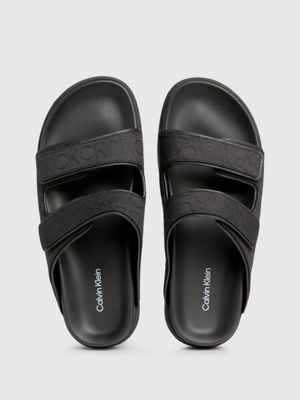 black logo jacquard sandals for women calvin klein