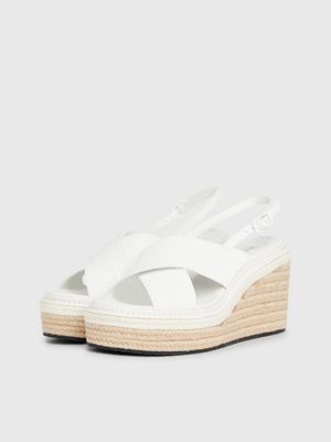 white espadrille wedge sandals for women calvin klein