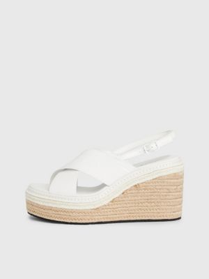 white espadrille wedge sandals for women calvin klein