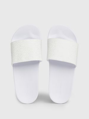 white logo sliders for women calvin klein