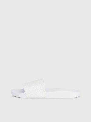 white logo sliders for women calvin klein