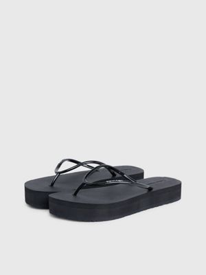 black platform flip flops for women calvin klein