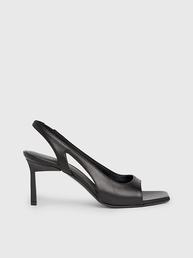 black slingback-stiletto-sandalen aus leder für damen - calvin klein