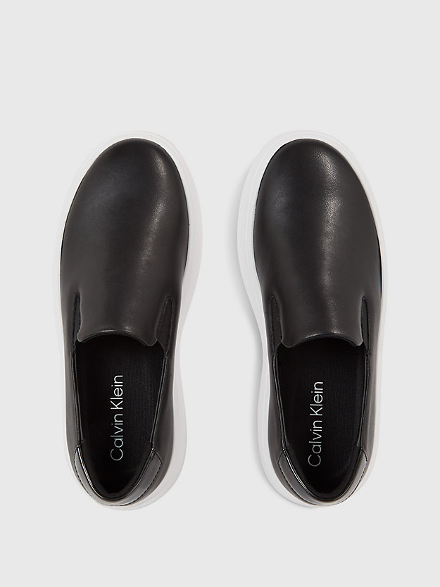 black skórzane buty wsuwane na platformie dla kobiety - calvin klein