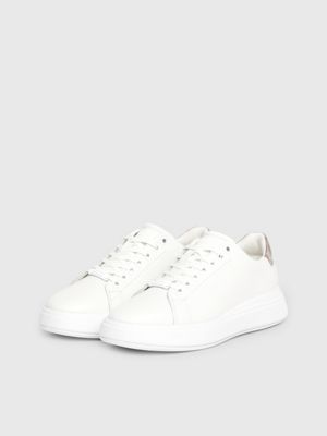 white/crystal gray leather trainers for women calvin klein