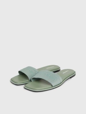 meteor green logo sandals for women calvin klein