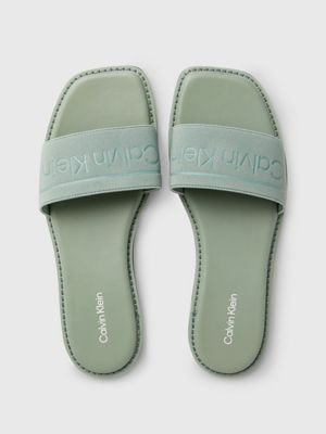 meteor green logo sandals for women calvin klein