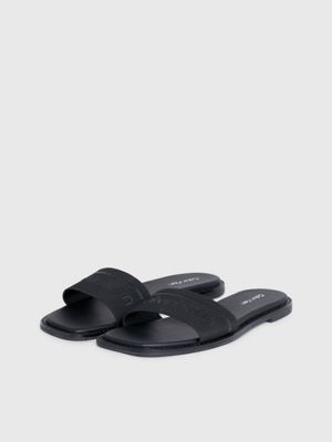 black logo sandals for women calvin klein