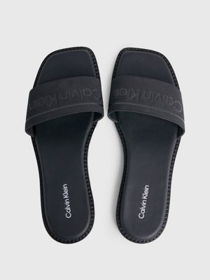 black logo sandals for women calvin klein