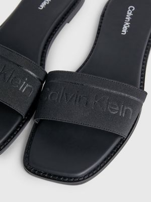 black logo sandals for women calvin klein