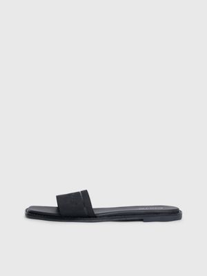 black logo sandals for women calvin klein