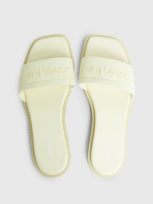 tender yellow logo sandals for women calvin klein