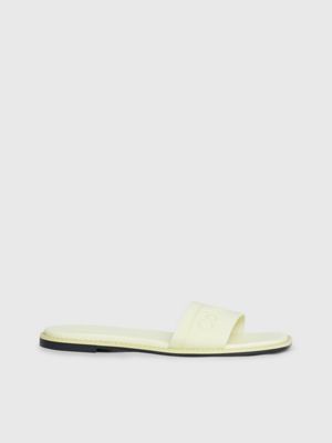 yellow logo sandals for women calvin klein