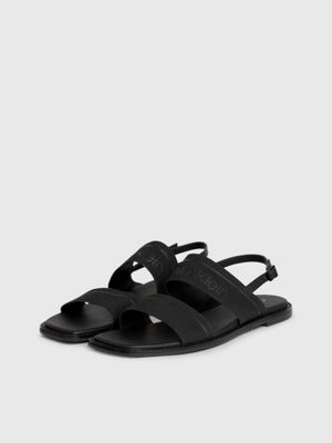 black logo sandals for women calvin klein