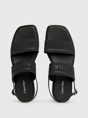 black logo sandals for women calvin klein