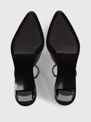 ck black leather mule pumps for women calvin klein