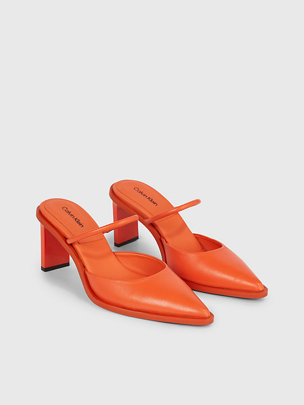 flame leather mule pumps for women calvin klein