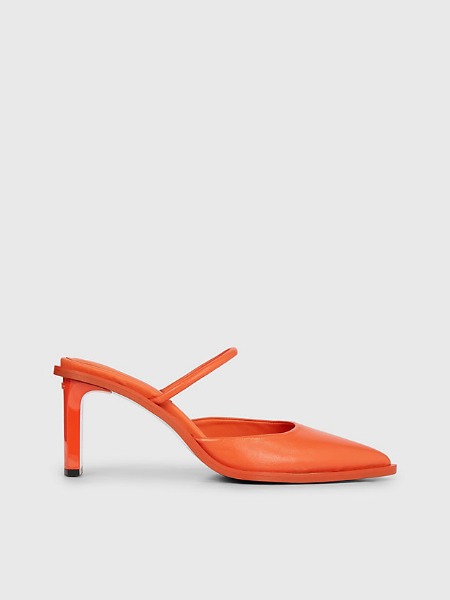 red leather mule pumps for women calvin klein