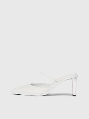 white leather mule pumps for women calvin klein