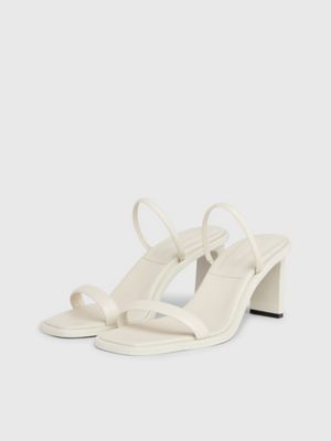 dk ecru leather stiletto sandals for women calvin klein