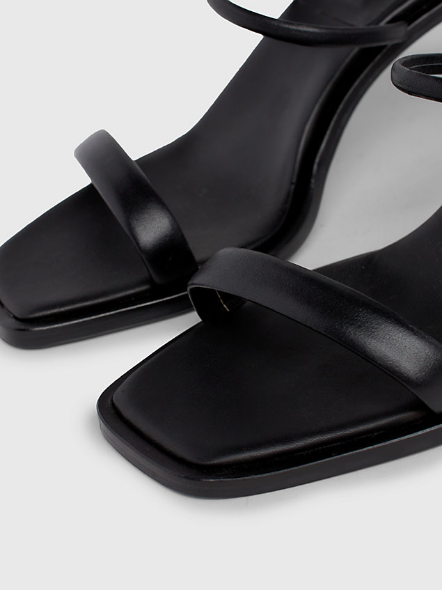 black skórzane sandały na obcasie dla kobiety - calvin klein