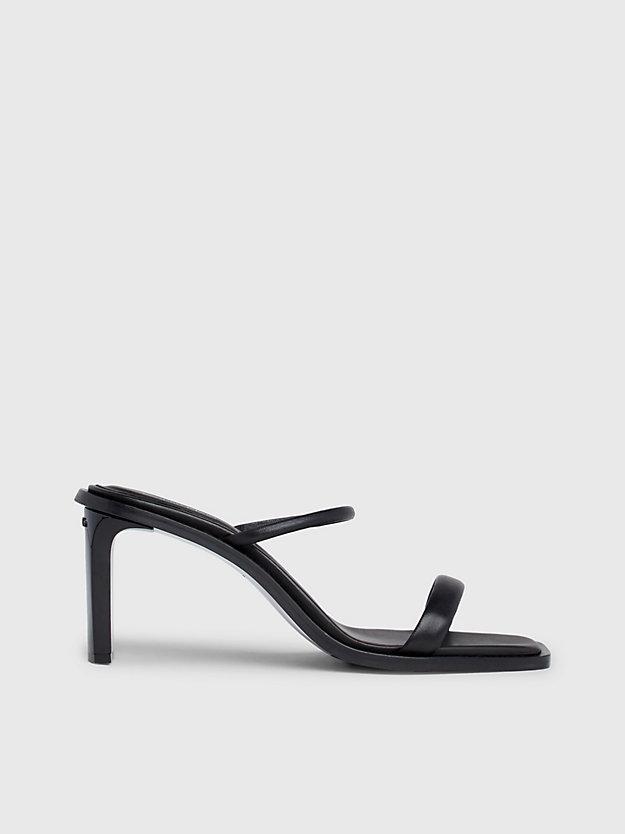ck black stiletto-sandalen aus leder für damen - calvin klein