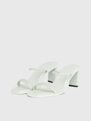 milky green leather stiletto sandals for women calvin klein